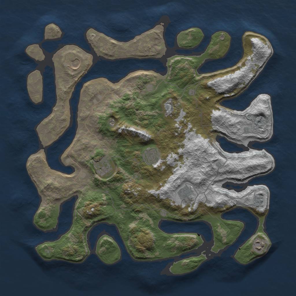 Rust Map: Barren, Size: 4000, Seed: 1264901139, 10 Monuments