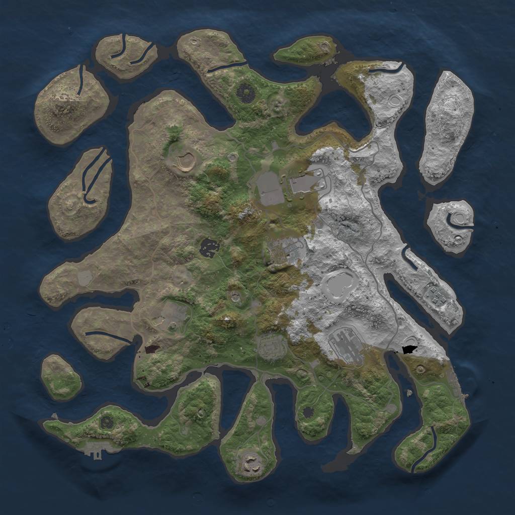 Rust Map: Procedural Map, Size: 4000, Seed: 58035, 17 Monuments