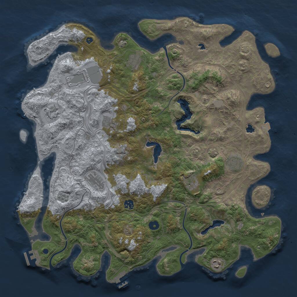 Rust Map: Procedural Map, Size: 4500, Seed: 3231411, 16 Monuments