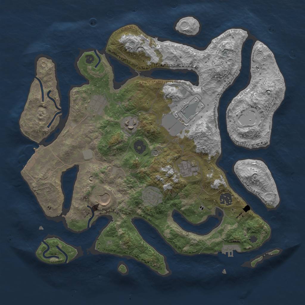 Rust Map: Procedural Map, Size: 3550, Seed: 555426, 15 Monuments