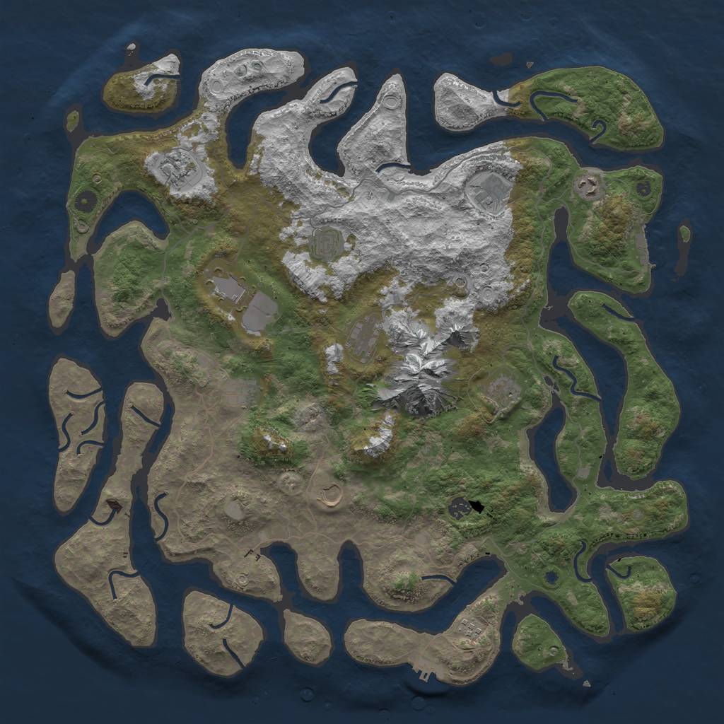 Rust Map: Procedural Map, Size: 5000, Seed: 3467, 19 Monuments