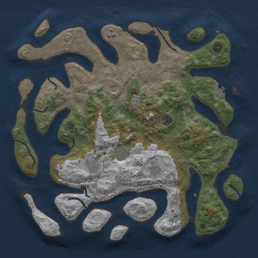 Rust Map: Procedural Map, Size: 4000, Seed: 847429, 15 Monuments