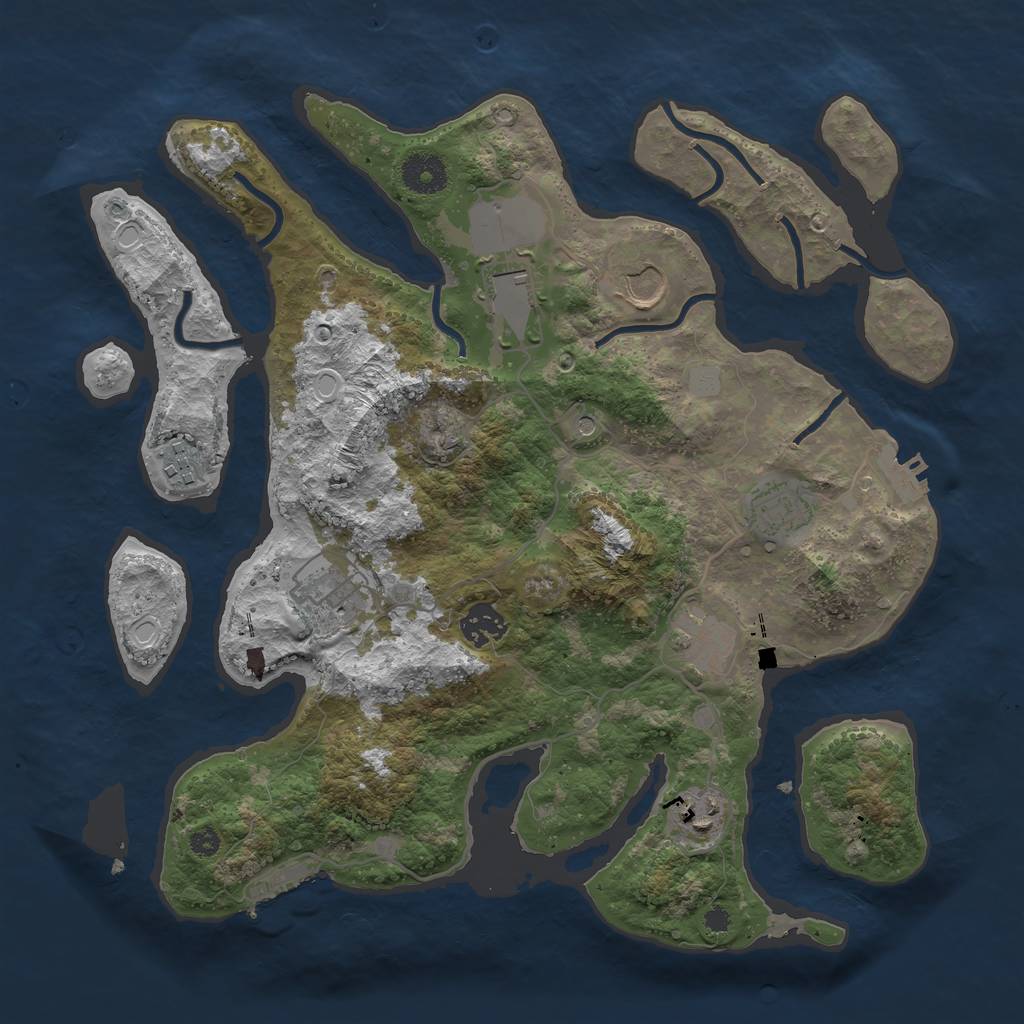Rust Map: Procedural Map, Size: 3550, Seed: 698475, 16 Monuments