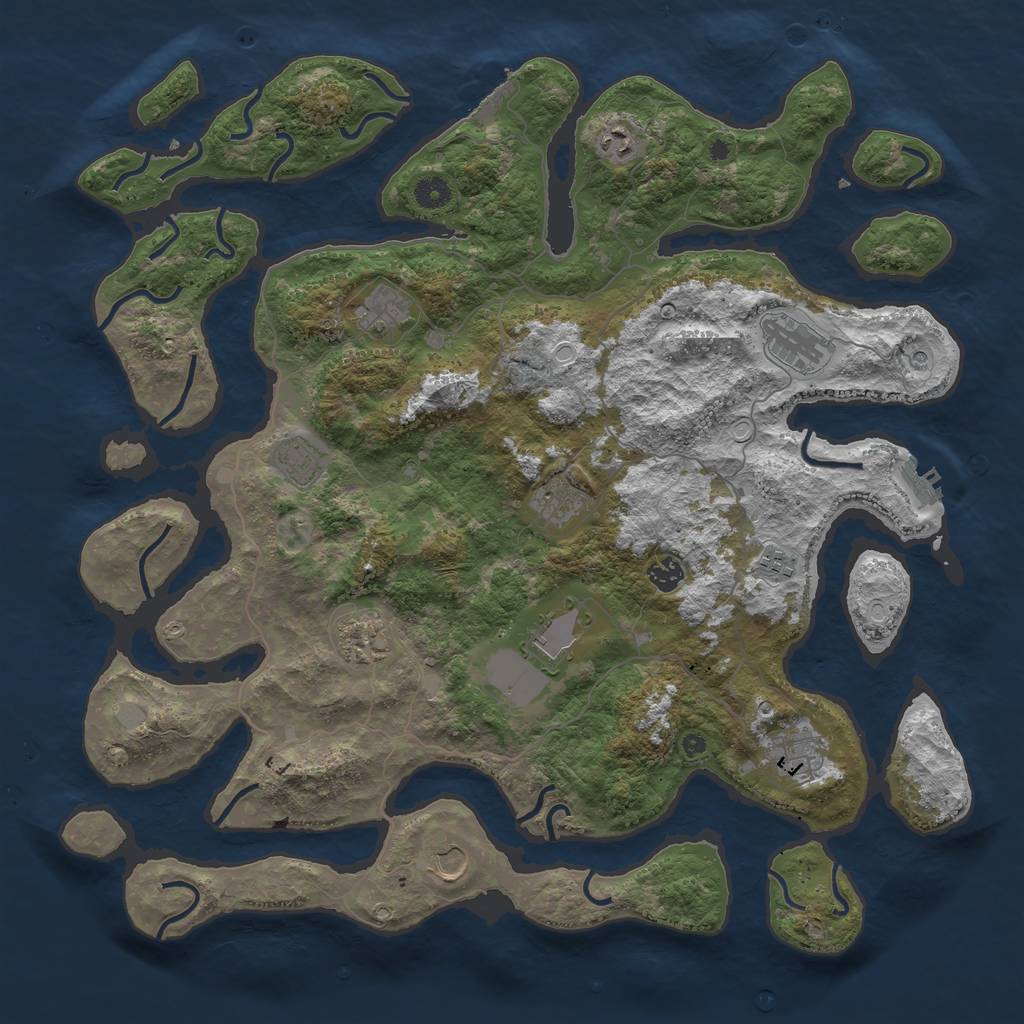 Rust Map: Procedural Map, Size: 4500, Seed: 1527749, 19 Monuments