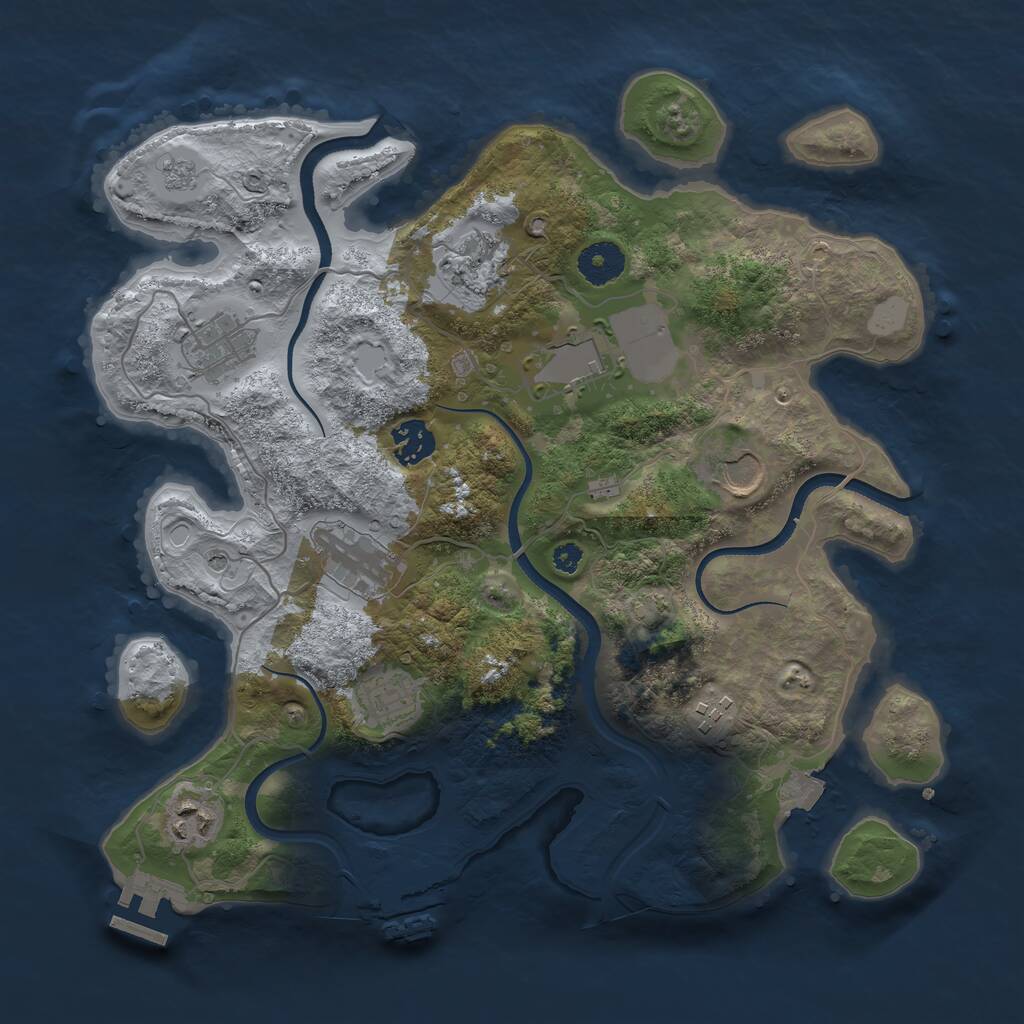Rust Map: Procedural Map, Size: 3500, Seed: 3123312, 15 Monuments
