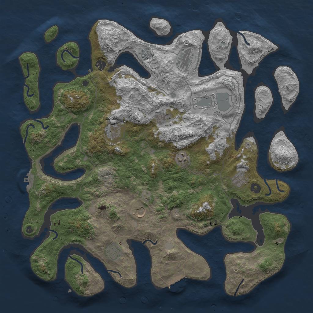 Rust Map: Procedural Map, Size: 4500, Seed: 4929459, 18 Monuments