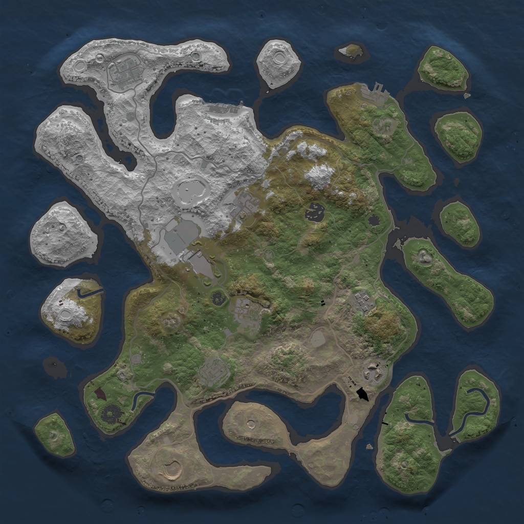 Rust Map: Procedural Map, Size: 4000, Seed: 487935, 17 Monuments