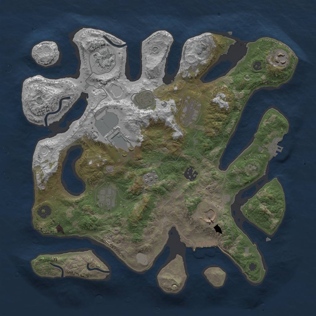 Rust Map: Procedural Map, Size: 3550, Seed: 639988, 17 Monuments