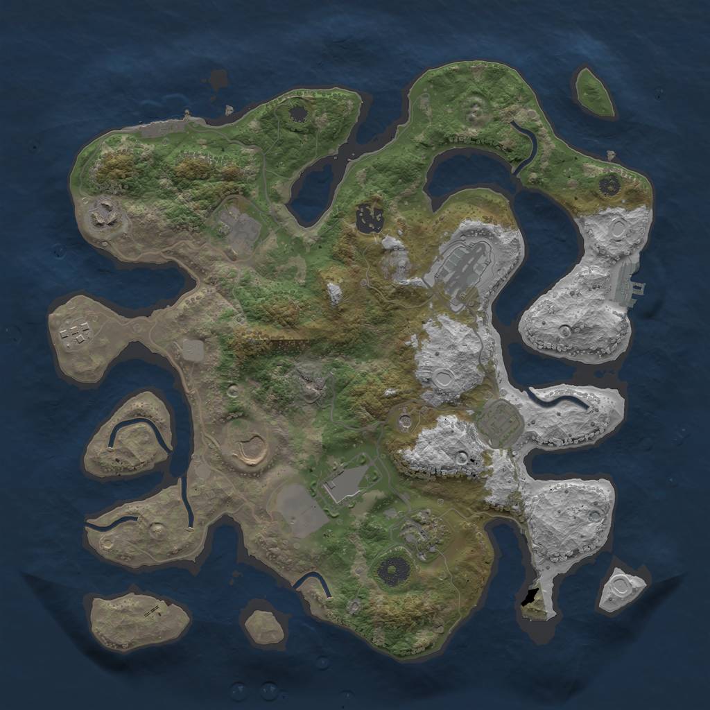 Rust Map: Procedural Map, Size: 3550, Seed: 523344, 17 Monuments