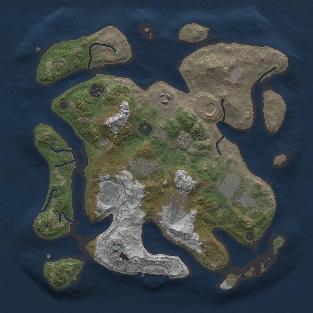 Rust Map: Procedural Map, Size: 3500, Seed: 15050635, 15 Monuments