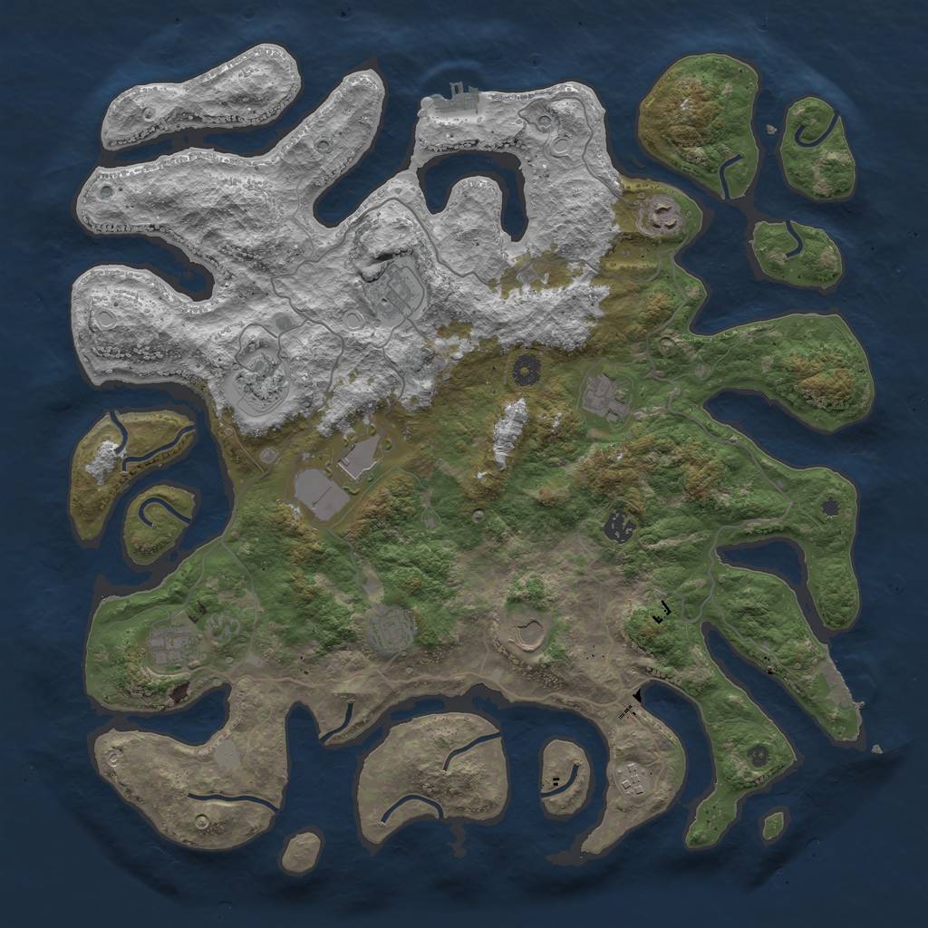 Rust Map: Procedural Map, Size: 4500, Seed: 4096354, 18 Monuments