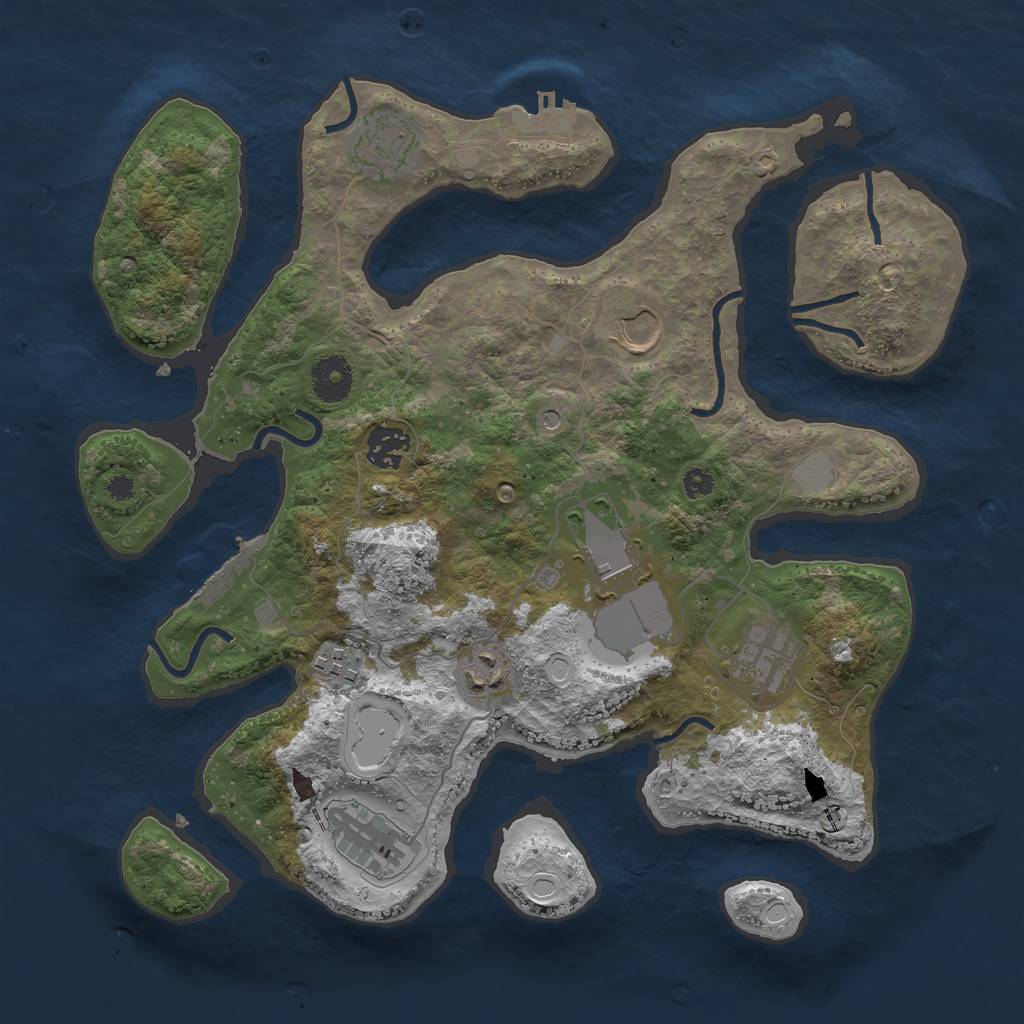 Rust Map: Procedural Map, Size: 3500, Seed: 4516367, 16 Monuments