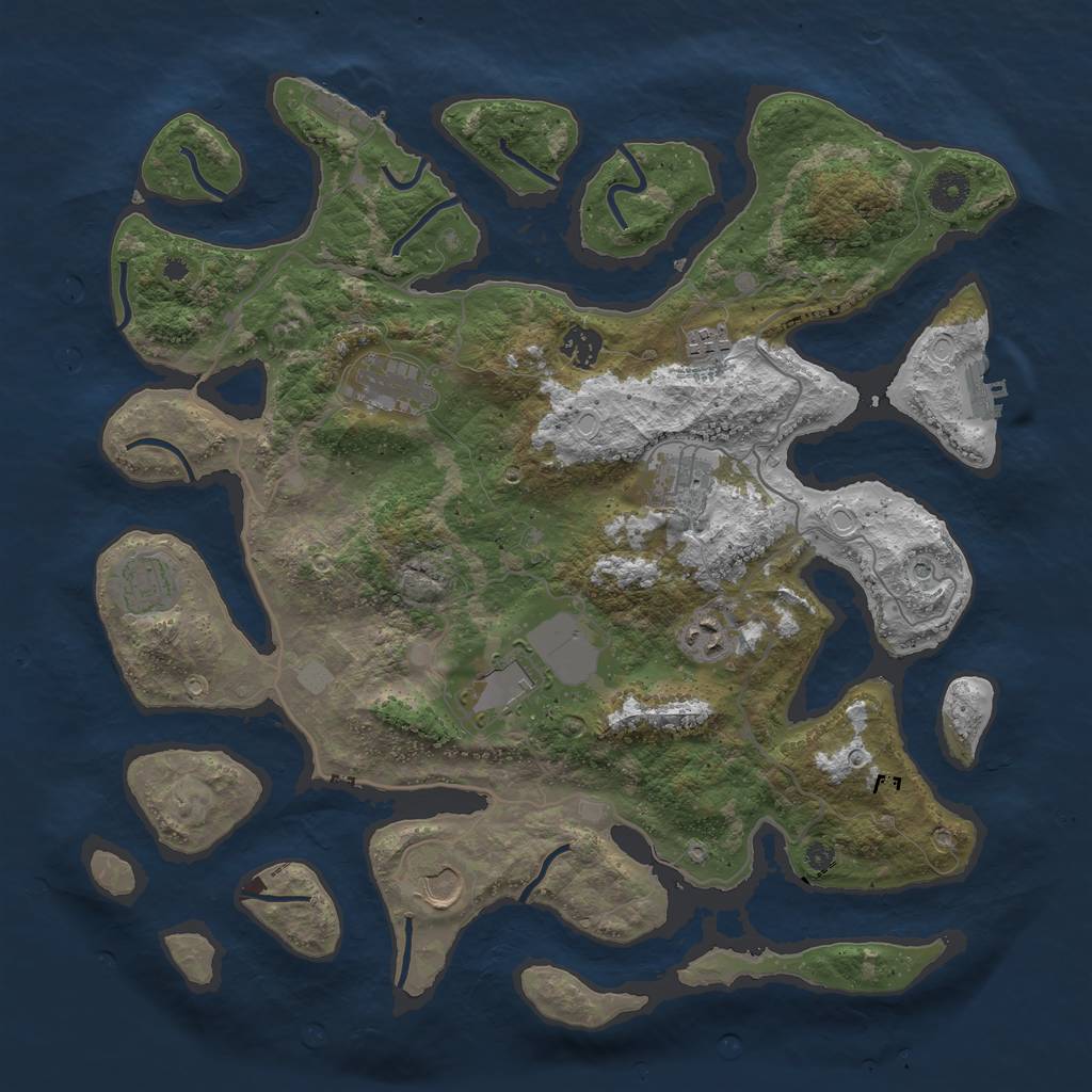 Rust Map: Procedural Map, Size: 4000, Seed: 31123, 16 Monuments