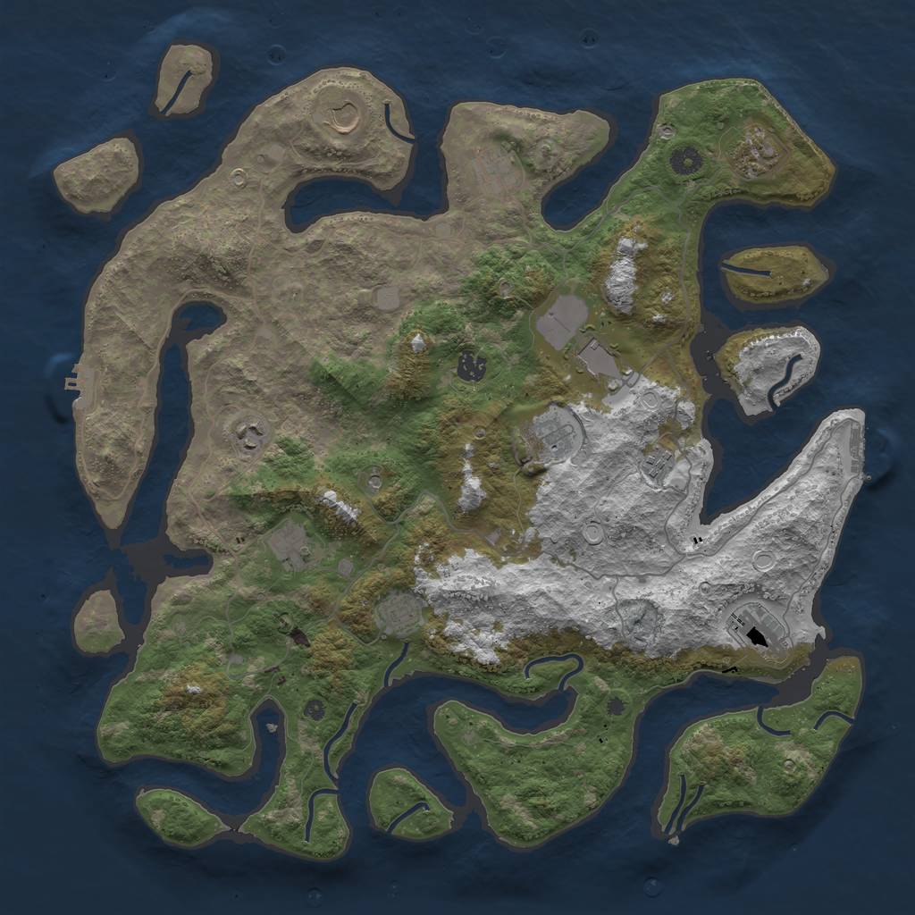 Rust Map: Procedural Map, Size: 4500, Seed: 4311104, 19 Monuments