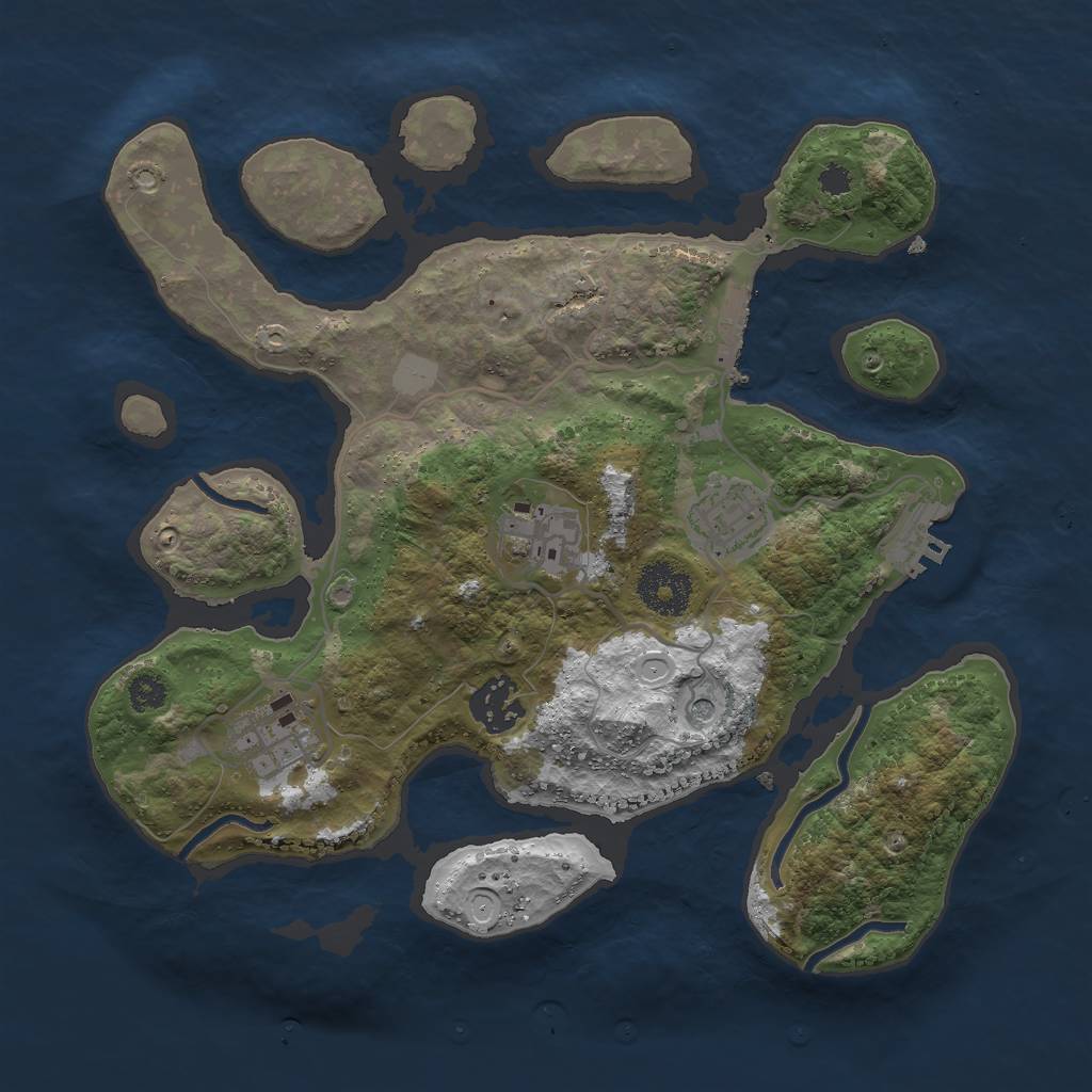 Rust Map: Procedural Map, Size: 3000, Seed: 44247140, 12 Monuments