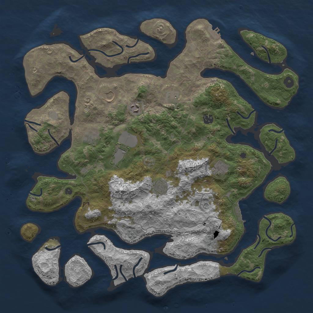 Rust Map: Procedural Map, Size: 4500, Seed: 5001982, 17 Monuments