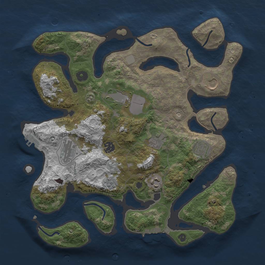 Rust Map: Procedural Map, Size: 3550, Seed: 382713, 16 Monuments