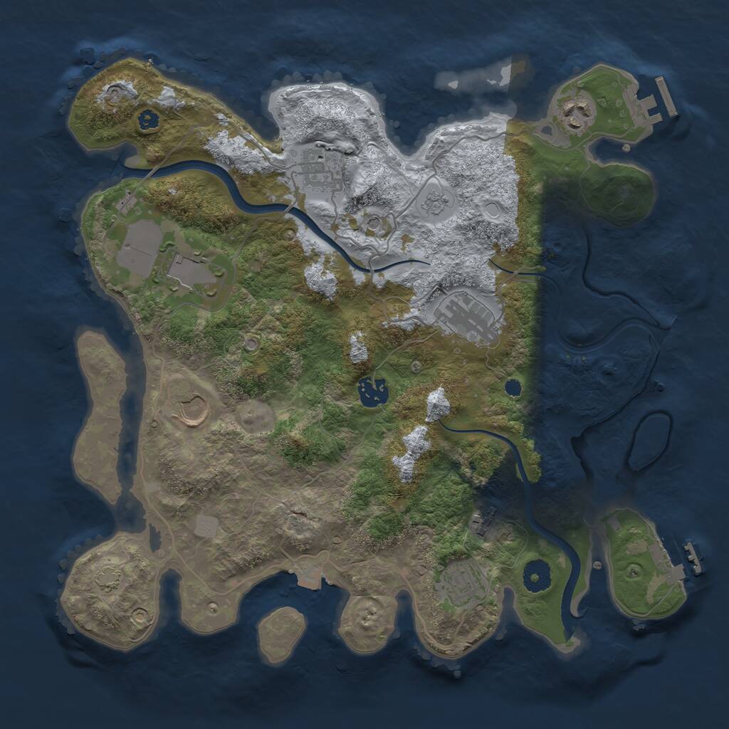 Rust Map: Procedural Map, Size: 3550, Seed: 308926, 14 Monuments