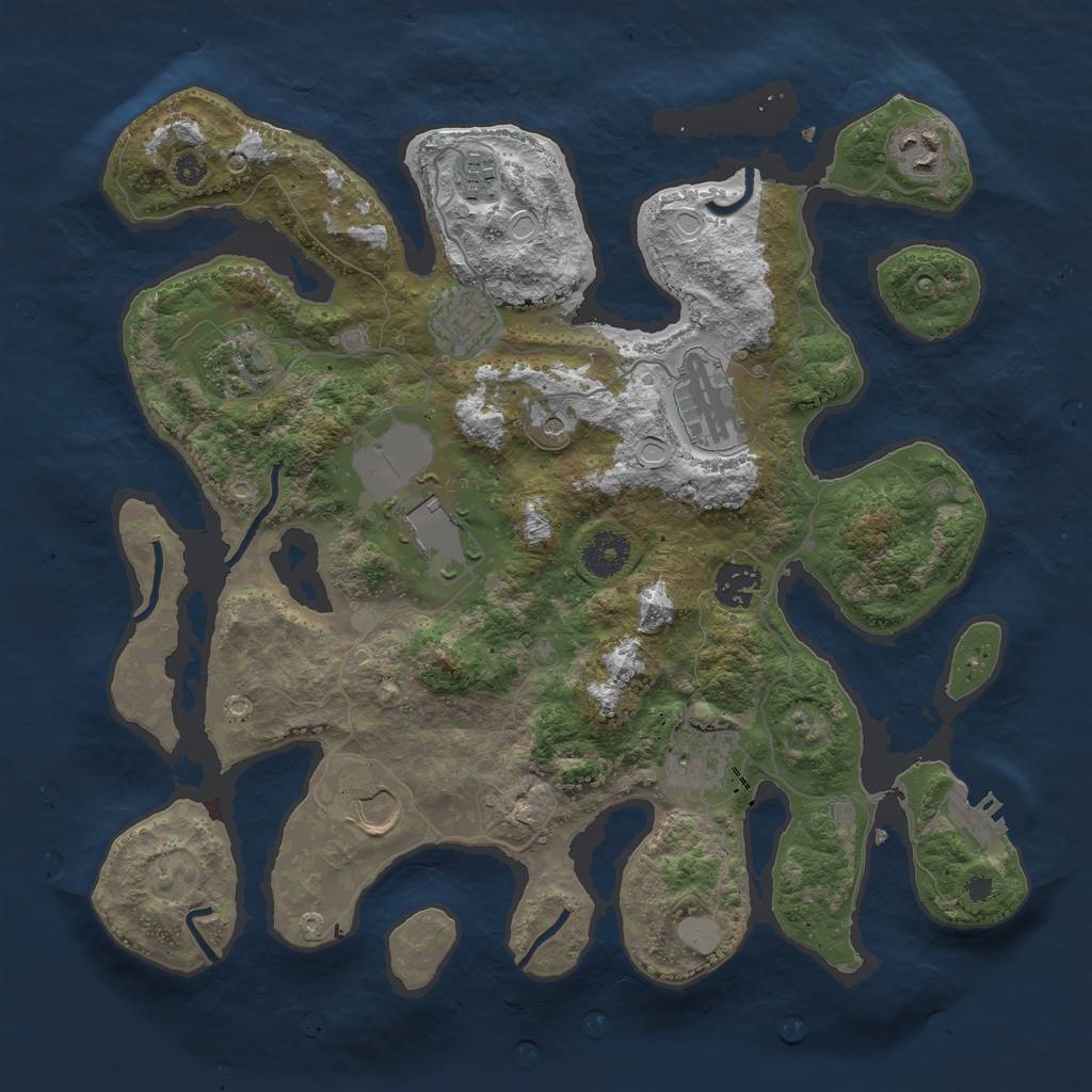 Rust Map: Procedural Map, Size: 3550, Seed: 308926, 16 Monuments