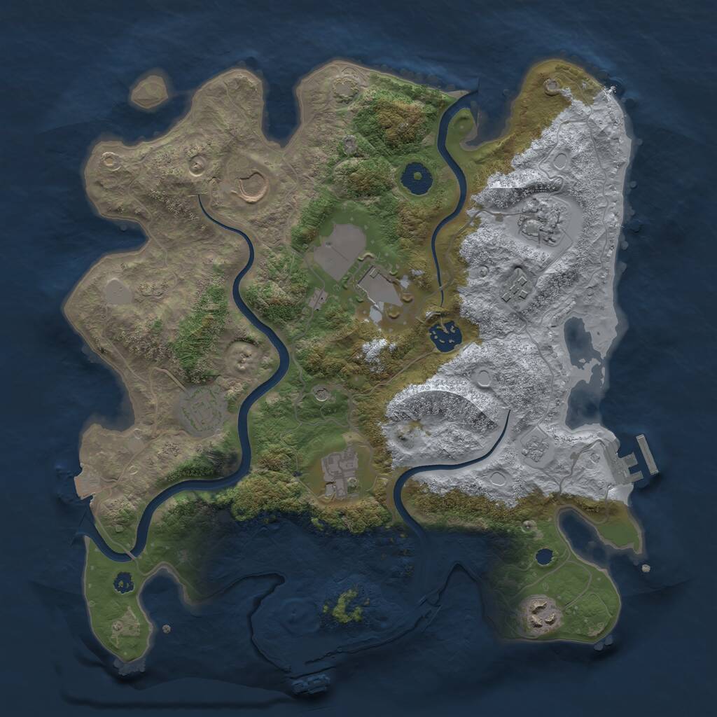 Rust Map: Procedural Map, Size: 3500, Seed: 1867738979, 14 Monuments