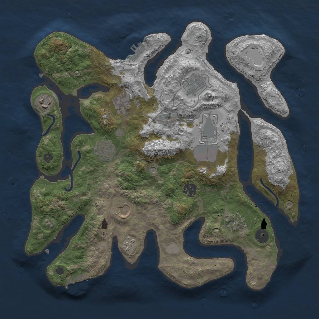 Rust Map: Procedural Map, Size: 3500, Seed: 3336337, 17 Monuments