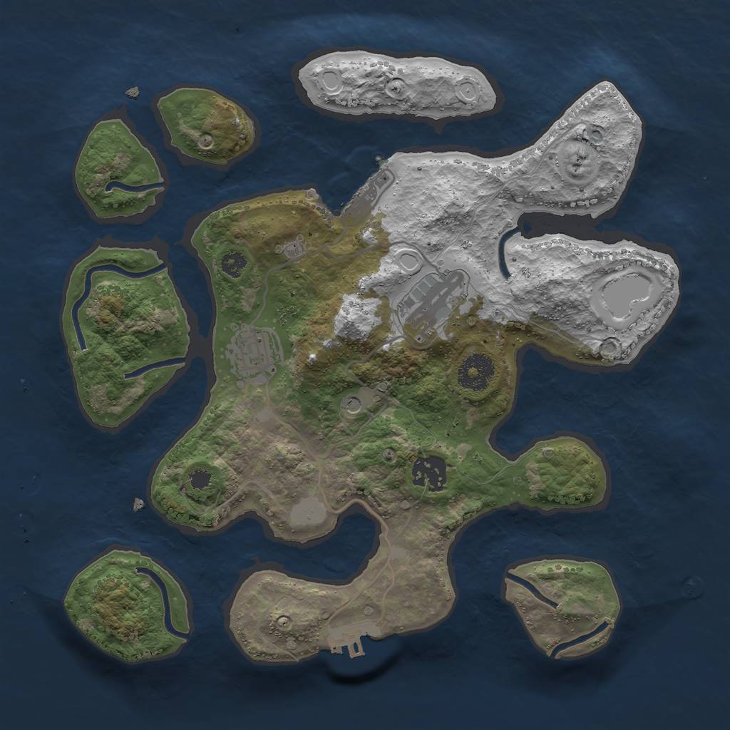 Rust Map: Procedural Map, Size: 3000, Seed: 1891648506, 11 Monuments