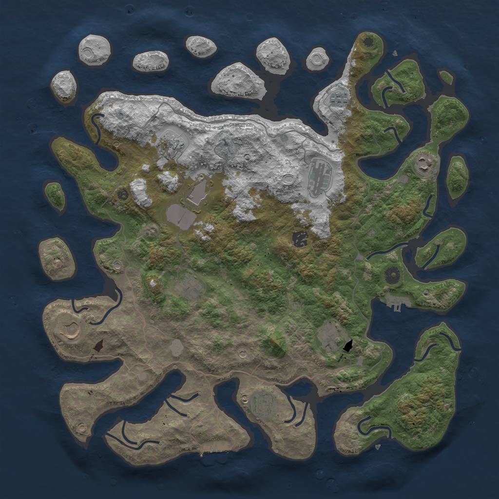 Rust Map: Procedural Map, Size: 4500, Seed: 641581, 18 Monuments