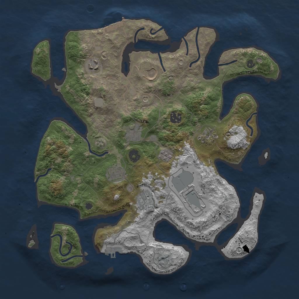 Rust Map: Procedural Map, Size: 3700, Seed: 1706971991, 17 Monuments