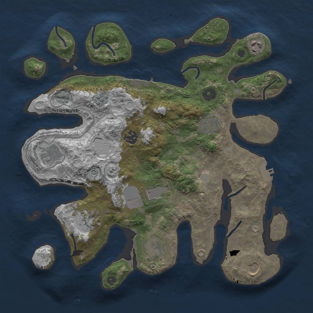 Rust Map: Procedural Map, Size: 3550, Seed: 213703, 17 Monuments