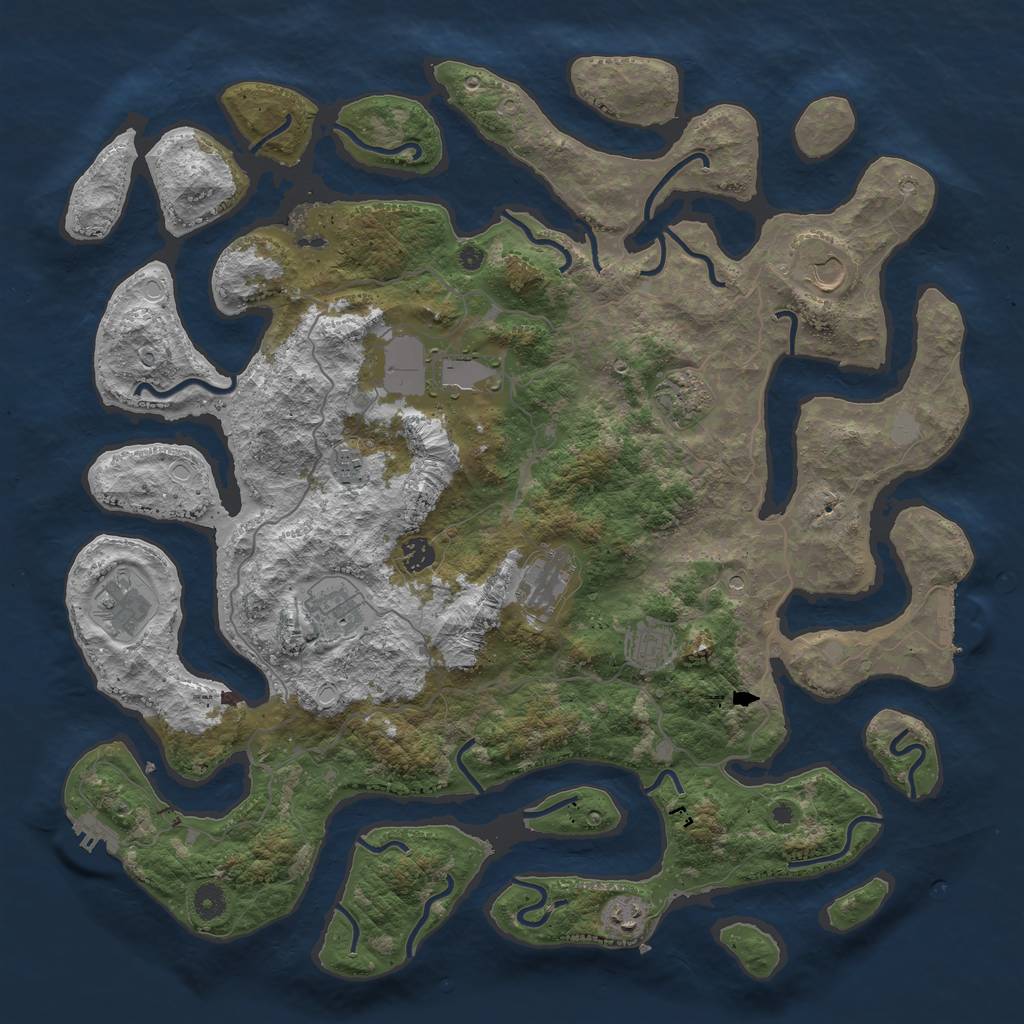 Rust Map: Procedural Map, Size: 4500, Seed: 4631570, 18 Monuments