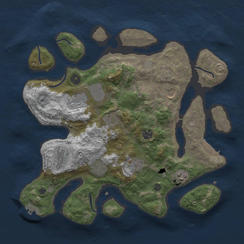 Rust Map: Procedural Map, Size: 3550, Seed: 834600, 16 Monuments