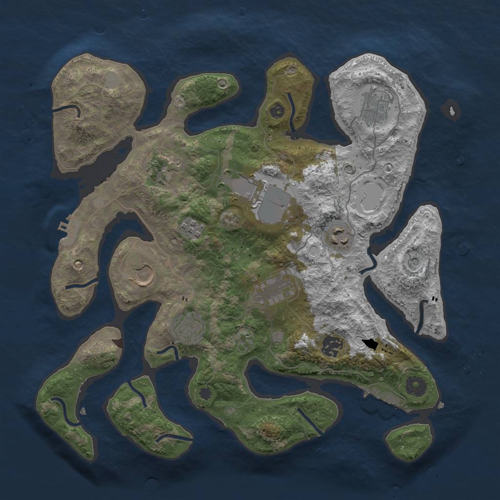 Rust Map: Procedural Map, Size: 3550, Seed: 661483, 17 Monuments