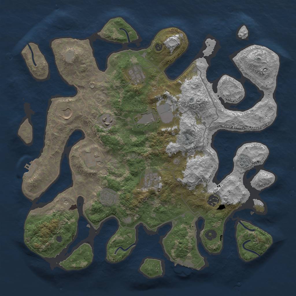 Rust Map: Procedural Map, Size: 4000, Seed: 777447, 17 Monuments