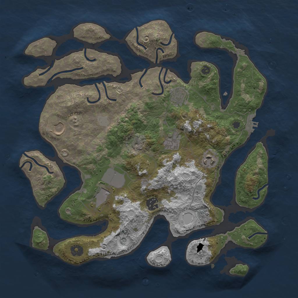 Rust Map: Procedural Map, Size: 3550, Seed: 70328, 14 Monuments