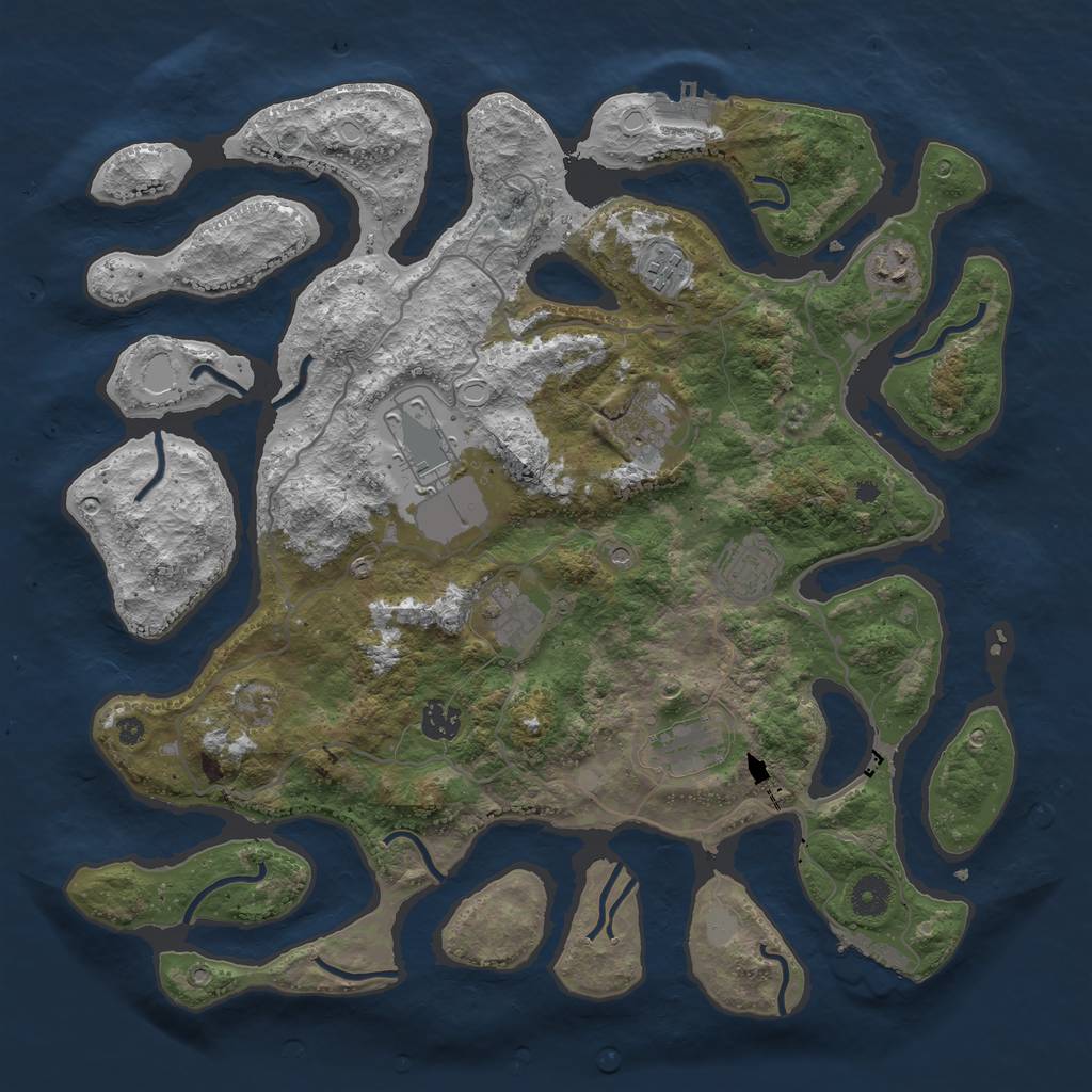 Rust Map: Procedural Map, Size: 4000, Seed: 991466, 16 Monuments