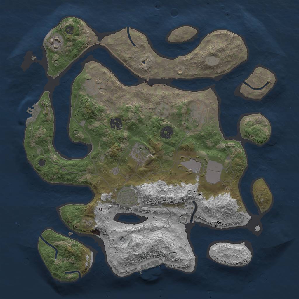 Rust Map: Procedural Map, Size: 3500, Seed: 5174675, 15 Monuments