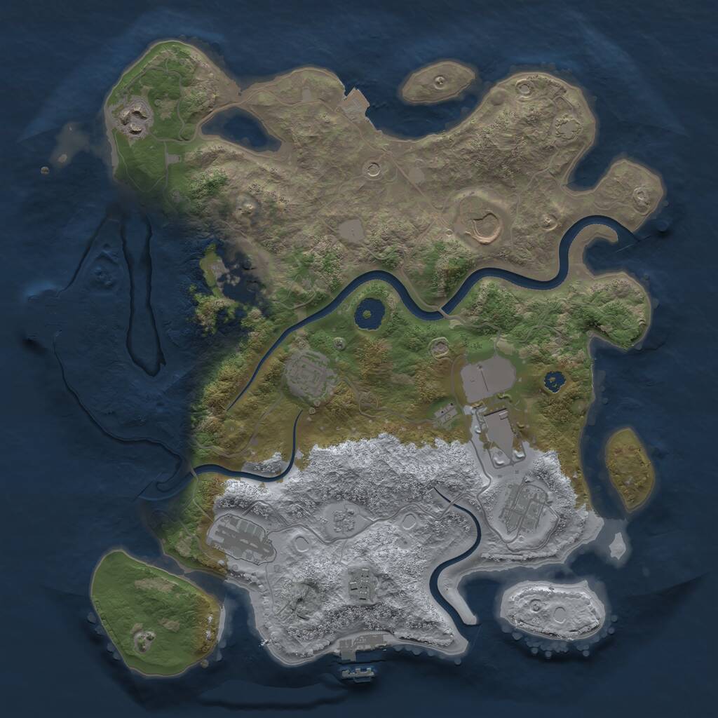 Rust Map: Procedural Map, Size: 3500, Seed: 5174675, 14 Monuments