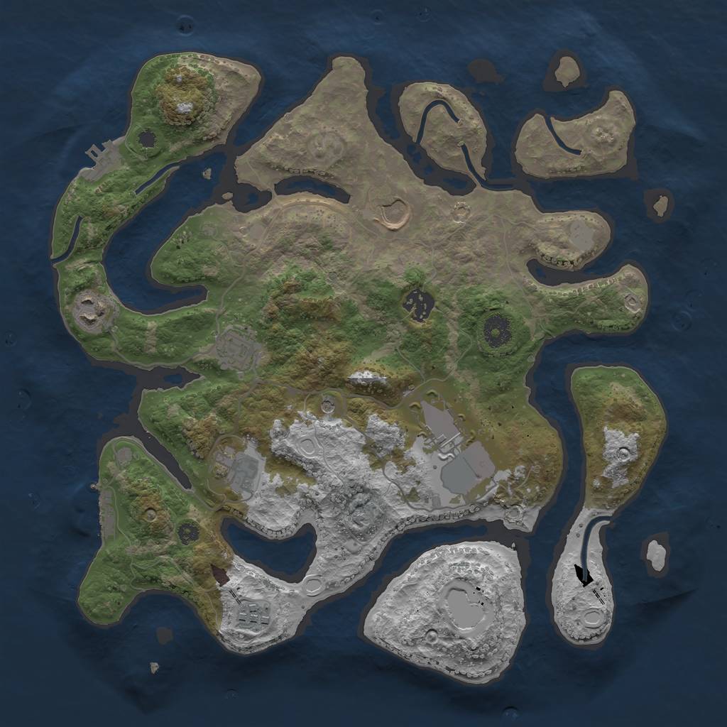 Rust Map: Procedural Map, Size: 3550, Seed: 376199, 15 Monuments