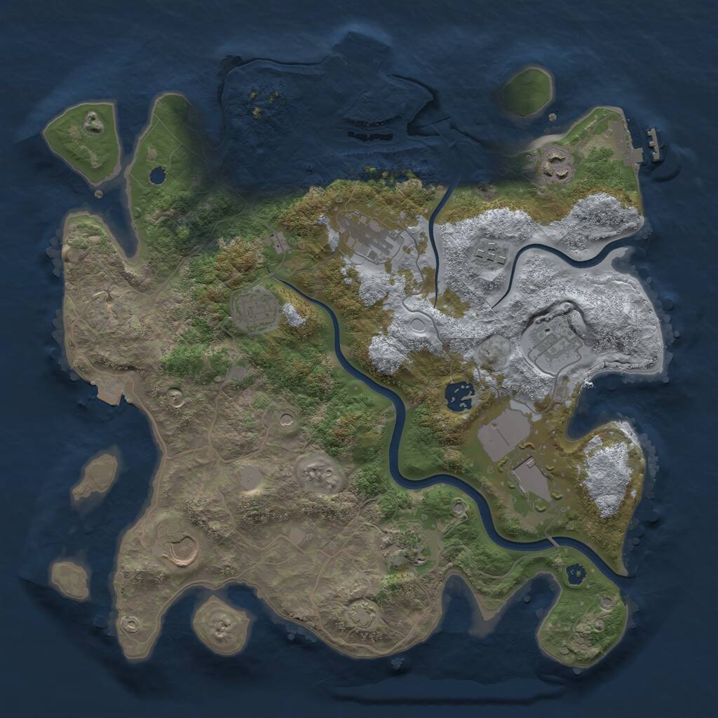 Rust Map: Procedural Map, Size: 3550, Seed: 477310, 14 Monuments