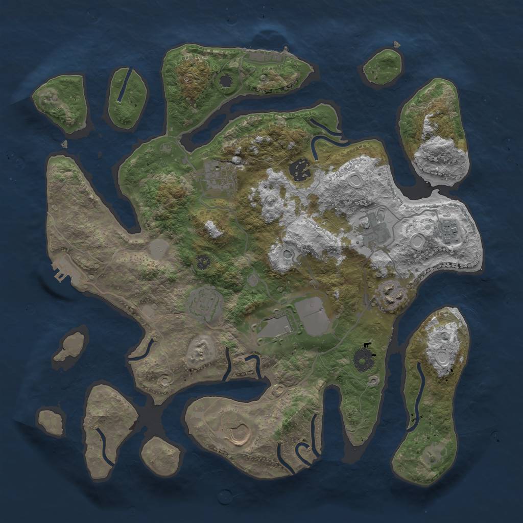 Rust Map: Procedural Map, Size: 3550, Seed: 477310, 16 Monuments