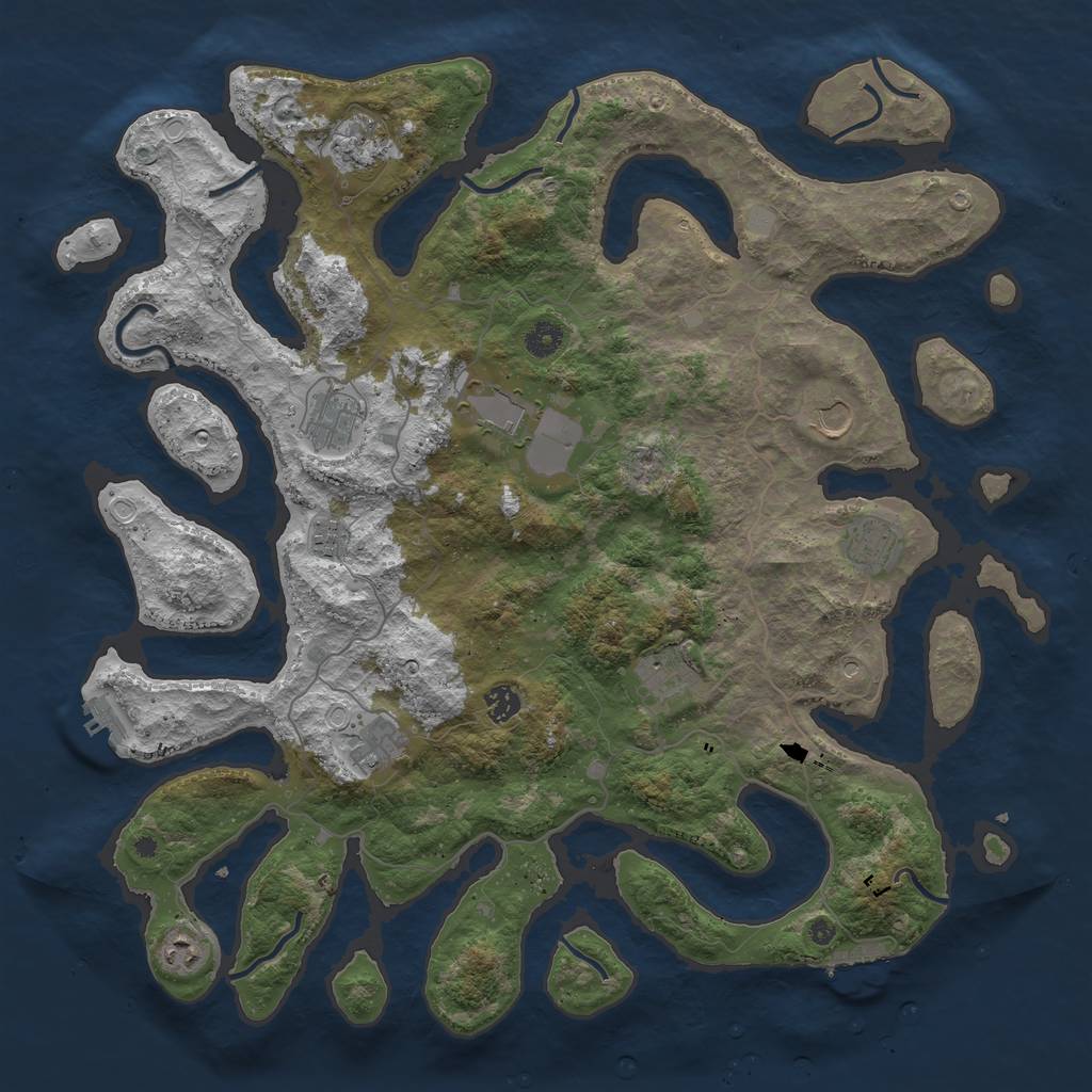 Rust Map: Procedural Map, Size: 4500, Seed: 4236326, 18 Monuments