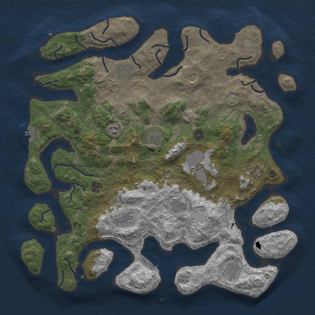 Rust Map: Procedural Map, Size: 4500, Seed: 2358378, 19 Monuments