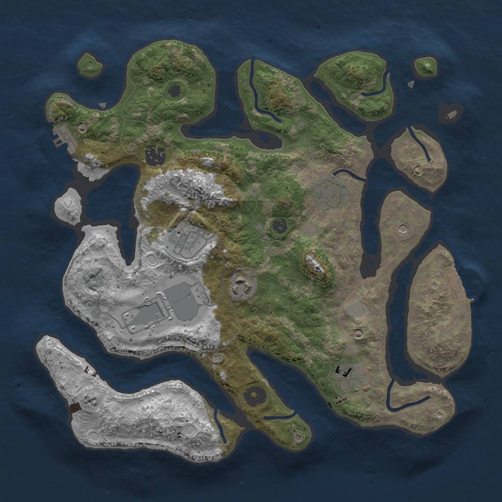 Rust Map: Procedural Map, Size: 3550, Seed: 935075, 14 Monuments