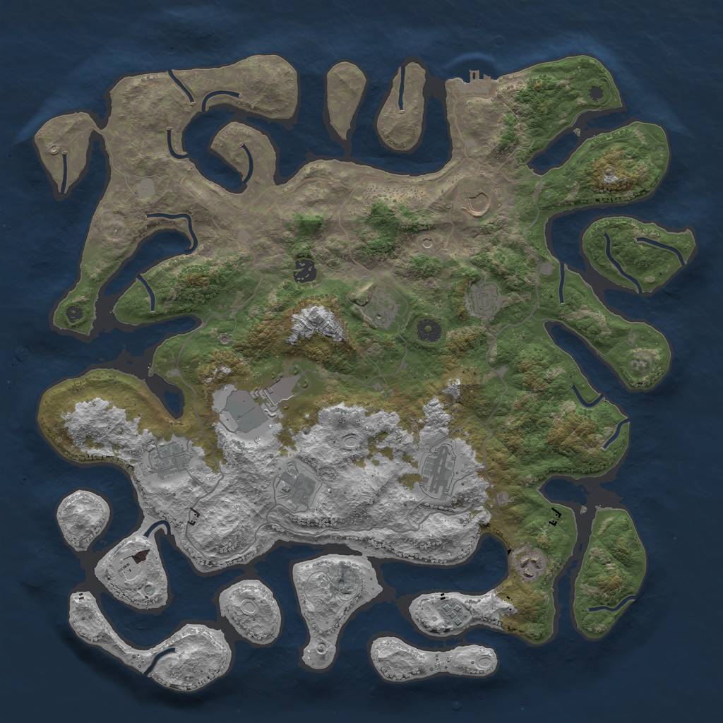 Rust Map: Procedural Map, Size: 4500, Seed: 4391822, 17 Monuments