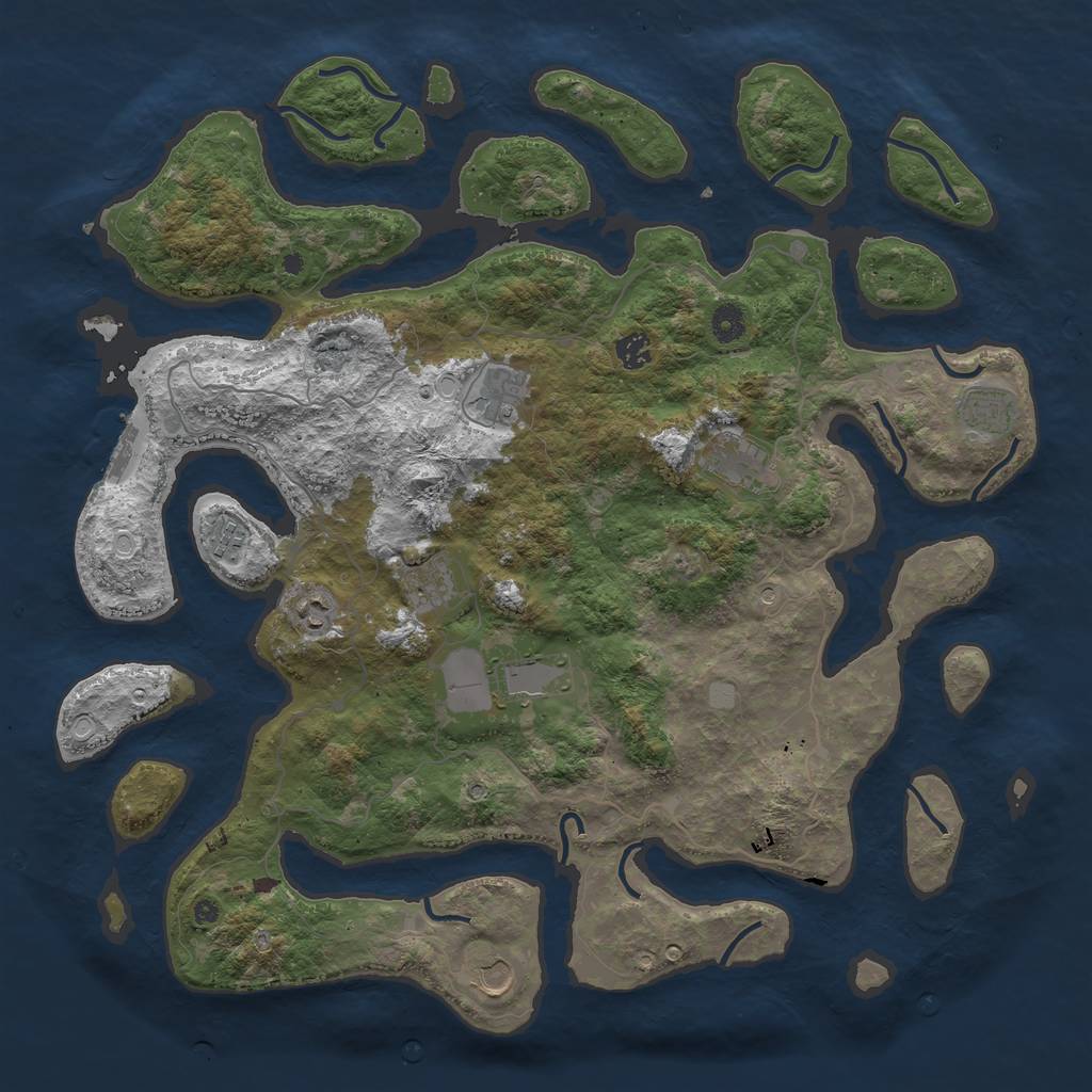 Rust Map: Procedural Map, Size: 4500, Seed: 4611555, 16 Monuments