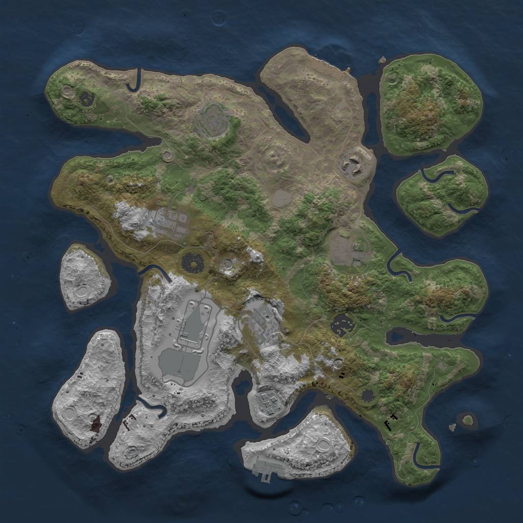 Rust Map: Procedural Map, Size: 3500, Seed: 2467269, 16 Monuments