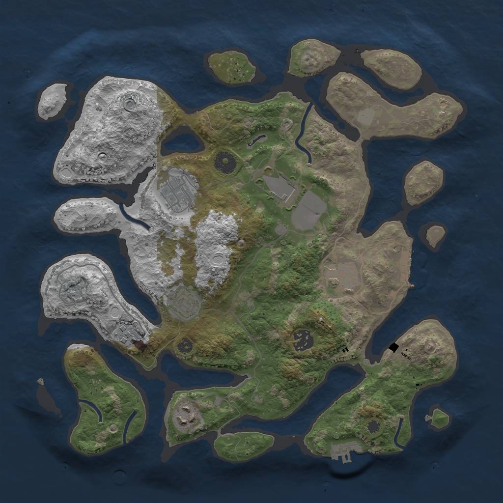 Rust Map: Procedural Map, Size: 3500, Seed: 8994466, 14 Monuments