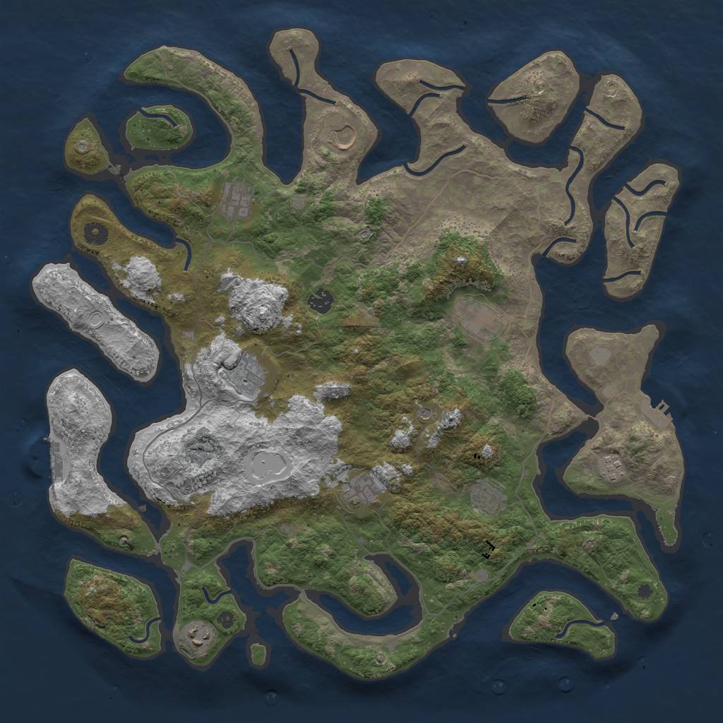 Rust Map: Procedural Map, Size: 4500, Seed: 892145, 17 Monuments