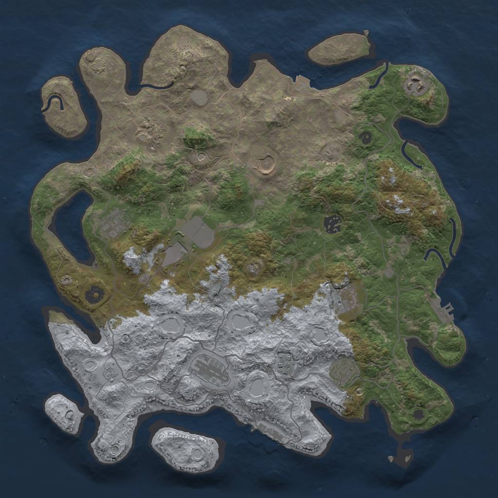 Rust Map: Procedural Map, Size: 4000, Seed: 372101543, 18 Monuments