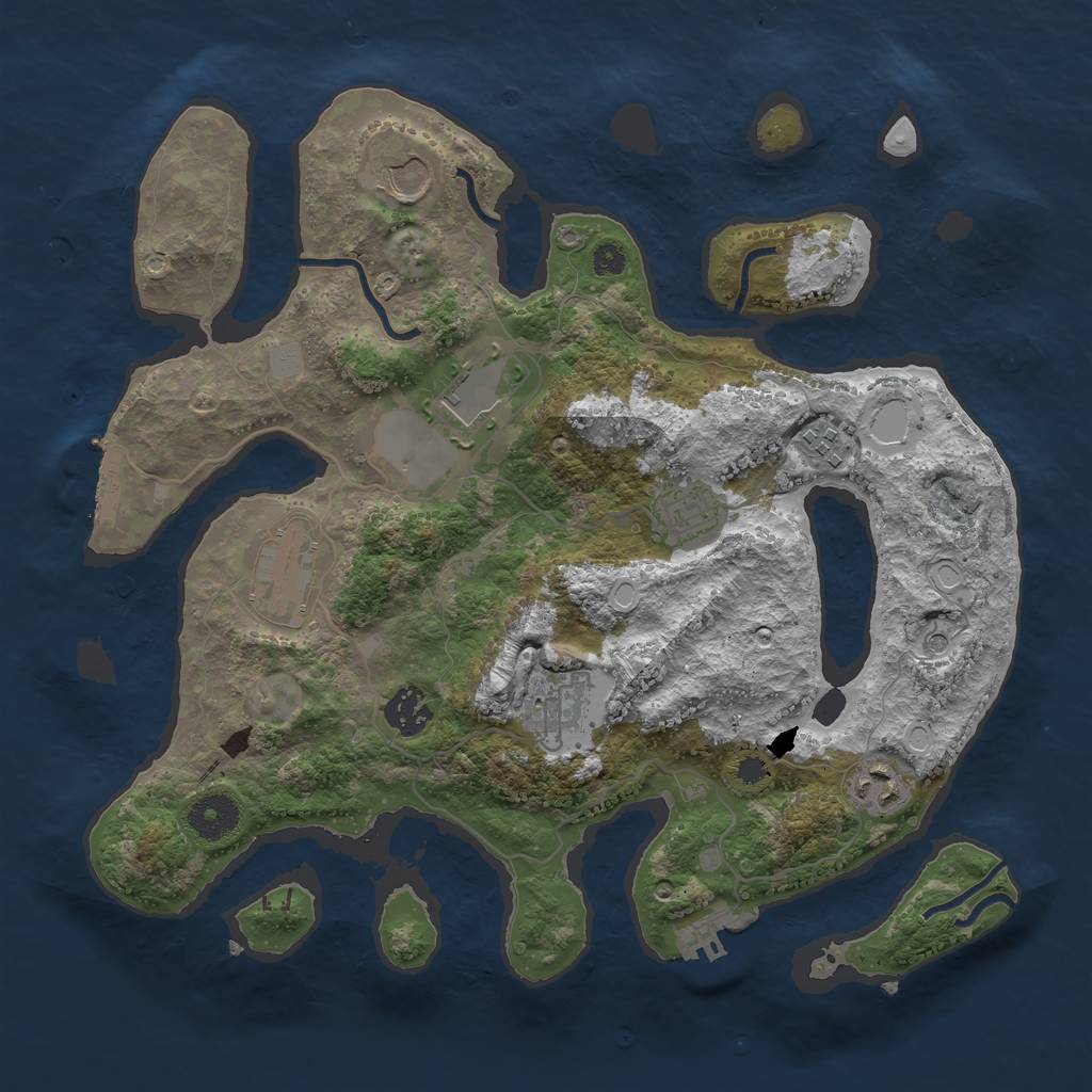 Rust Map: Procedural Map, Size: 3500, Seed: 488884, 16 Monuments